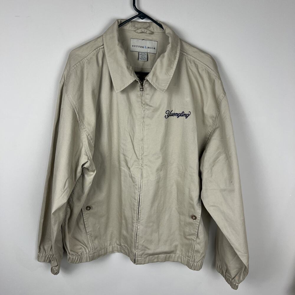 Cutter & Buck Men’s Khaki Tan Jacket‎ Size X-Large Yuengling 100 % Cotton